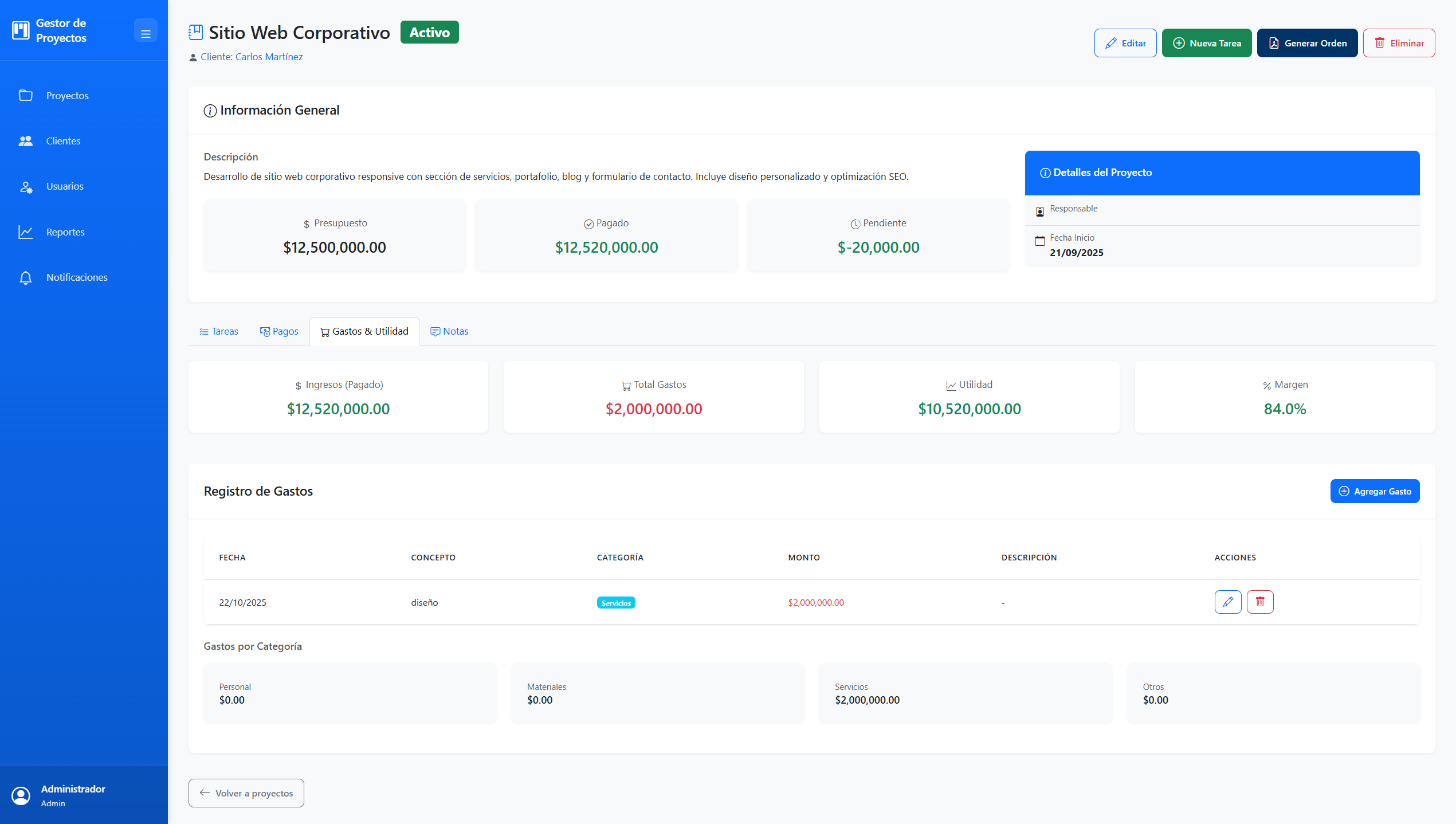 Gestión de Gastos y Utilidad